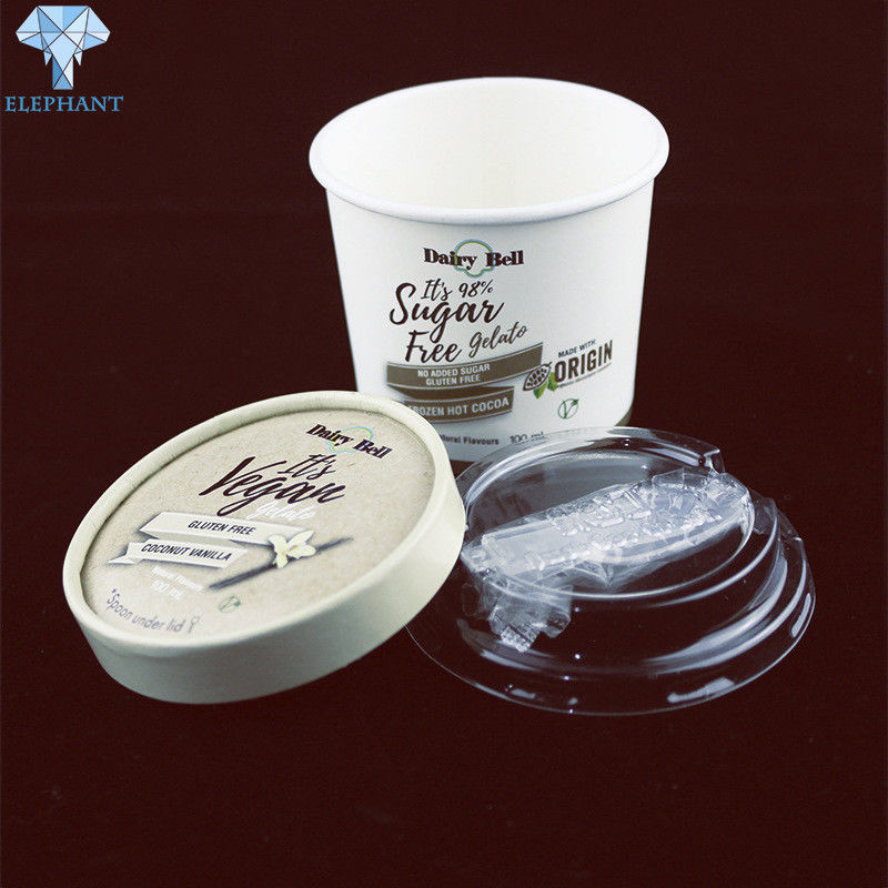 Disposable 4oz Bowl Shape Kraft Paper Ice Cream Cups With Lids